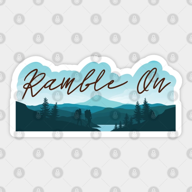 Ramble On Classic Rock Lyrics Mountain Landscape Sticker by sentinelsupplyco